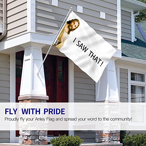 Anley Fly Breeze 3x5 Foot I Saw That Jesus Christ Flag - Canvas Header and Double Stitched - Novelty College Funny Dorm Flags Polyester with Brass Grommets 3 X 5 Ft - color: I Saw That Jesus Christ