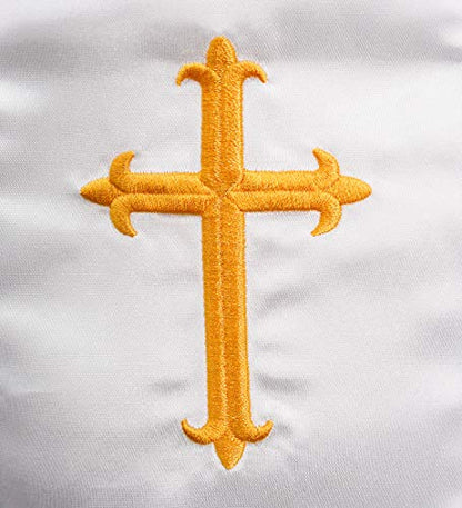 IvyRobes Unisex-adult's Satin Clergy Stole with Embroidery Cross 90"-4 Colors Available - color: White