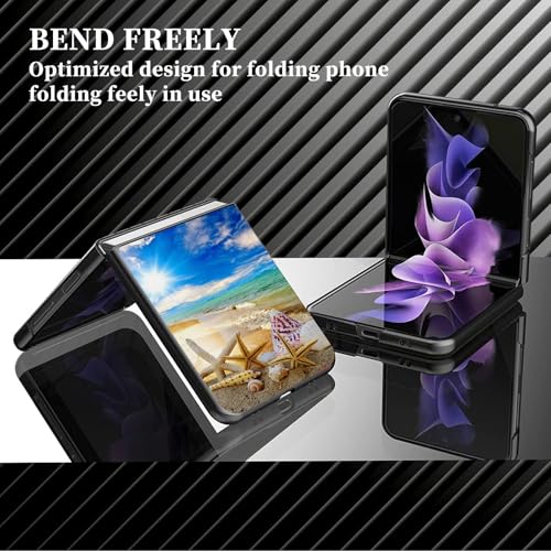 for Samsung Galaxy z flip 7 Case Beautiful Beach Seashells Design,Slim Fit Lightweight Hybrid Hard PC PU Leather Folding Phone Cover for Z Flip 7 6.9" - color: Beautiful Beach Seashells