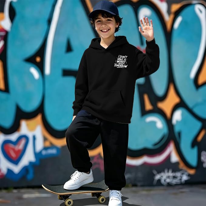 Boys Christian Inspirational Faith Graphic Pullover Hoodie - color: Black, size: 11-12 Years