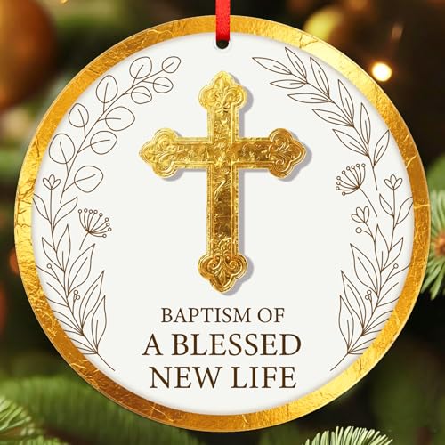 FaCraft Christian Baptism Gifts for Boys, Girls, Adults, Women, Men - God Bless Baptized Ornament 2026 Religious Catholic Cross Christening Gift for Baby Boy Girl Godson Goddaughter - First Communion - color: 1-5 Christian Baptism Gift