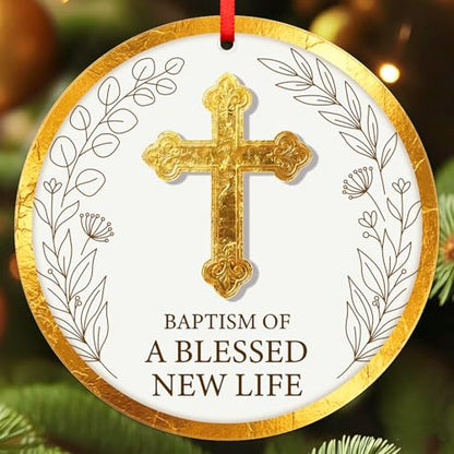 FaCraft Christian Baptism Gifts for Boys, Girls, Adults, Women, Men - God Bless Baptized Ornament 2026 Religious Catholic Cross Christening Gift for Baby Boy Girl Godson Goddaughter - First Communion - color: 1-5 Christian Baptism Gift