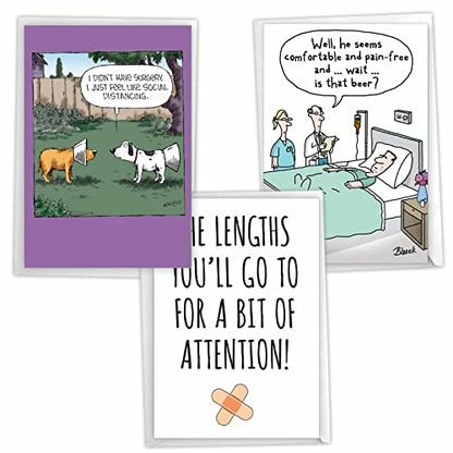 NobleWorks Assortment Pack of 3 Funny Sassy Senior Get Well Greeting Cards with Envelopes, Fell Better Cartoon Humor for Men and Women Variety Pack (3 Designs, 1 Each) Well Wishes VC7989GWG-C1x3 - style: Well Wishes