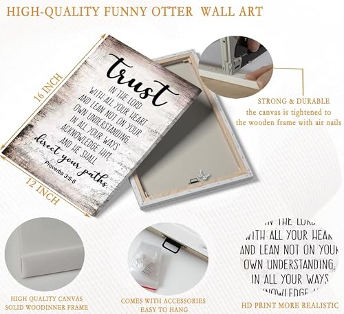 YOXORDQ Proverbs 3:5-6 Bible Verse Wall Art-Canvas Wrapping 12x16in - color: 3:5-6 Bible, size: 16"L x 12"W