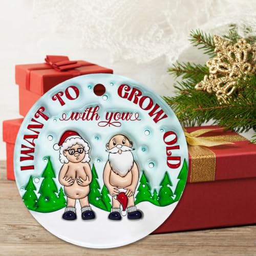 Couples Christmas Ornament, Unique Funny Christmas Ornaments, Couples Gifts - color: Old Couple