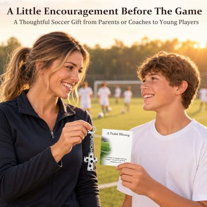 Sports Gifts for Teens, Acrylic Sports Cross Keychain with Prayer Card - color: Soccer
