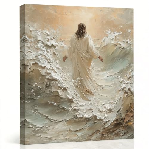 RTVJTERQ Biblical Canvas Wall Art, Jesus Walking On Water Dramatic Artwork, Christian Bible Story Wall Decor for Living Room Entryway 8x10 Inch - color: Patriotic 15