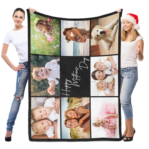 inkArts Custom Blanket with Photo, Personalized Blanket, Customized Photo Blankets, Customizable Picture Blankets, Personalized Photo Gifts for Mom Baby Kid Family Pet - color: 8 Photos