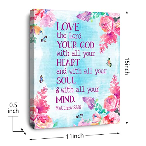 OTINGQD Love The Lord Your Lord With All Your Heart Matthew 22:38 Canvas Wall Art,Bible Verse Scripture Canvas Painting Prints for Christian Home Bedroom Office Church Religious Wall Decor - color: Matthew 22:38