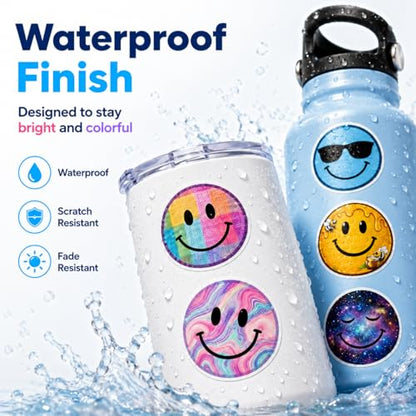 Smiley Face Stickers for Kids, 50 Pcs, 2.12 Inch Large Waterproof - color: Multicolor
