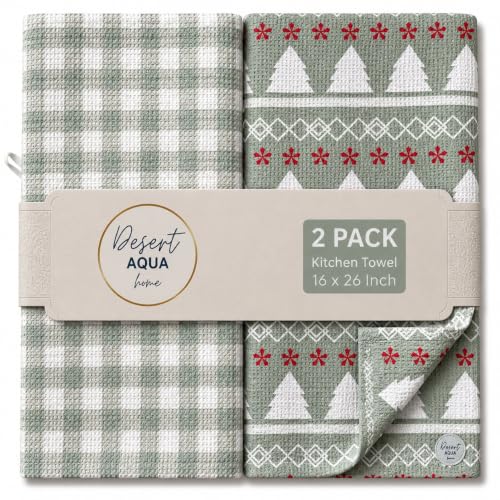 Kitchen Towels, Dish Towels for Kitchen, 3 Pc Kitchen Towel Set - color: Mint 2 Pack