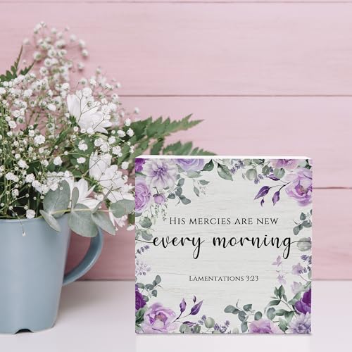 Lamentations 3:23 Bible Verse Sign, Christian Birthday Gifts for Women - color: White02