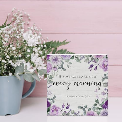Lamentations 3:23 Bible Verse Sign, Christian Birthday Gifts for Women - color: White02