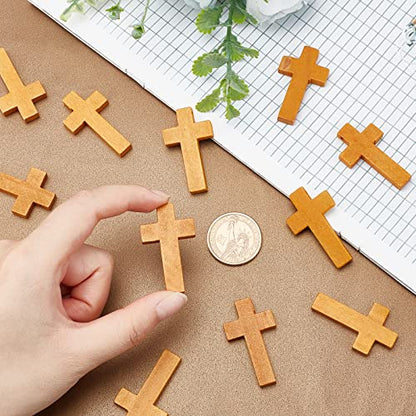 SUNNYCLUE 1.6Inch 60Pcs Large Wood Cross Pendants Natural Wooden Small Cross Charms Pendants for Party Favors Necklace Jewelry Making DIY Craft Handmade Accessories Easter Holiday, Chocolate - color: 60Pcs Camel 42x24.5mm