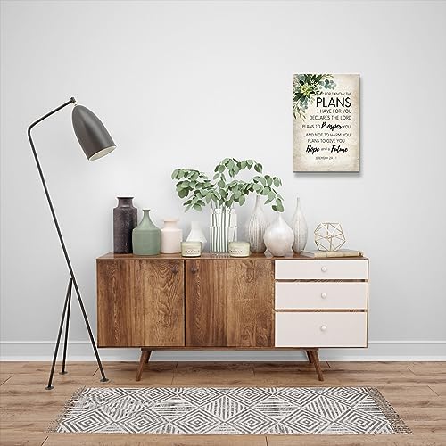 For I Know The Plans I Have for You Bible Verse Wall Art Framed Motivational Quote Poster Retro Religious Christian Pictures Wall Decor (16x24in,Framed) - size: 16x24in