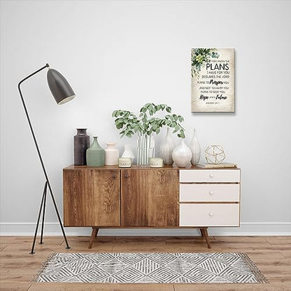 For I Know The Plans I Have for You Bible Verse Wall Art Framed Motivational Quote Poster Retro Religious Christian Pictures Wall Decor (16x24in,Framed) - size: 16x24in