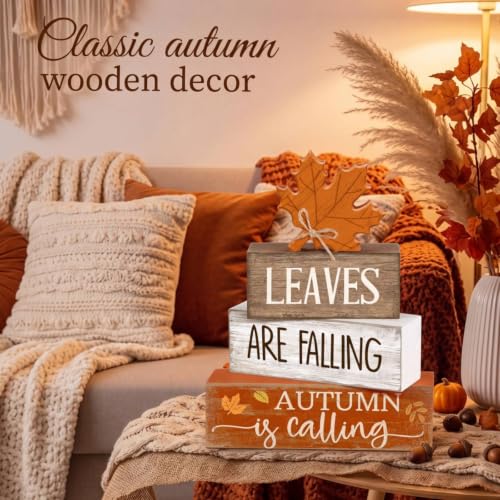 Lineshading 4 Pcs Fall Table Decor Wooden Maple Leaf, Autumn Leaves Sign - style: Autumn Cup