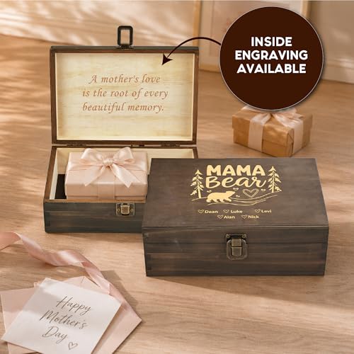 Personalized Mama Bear Memory Box, Engraved Gift for Mom or Grandma - style: 19. Mama Bear Designs