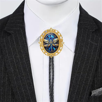 GelConnie Gothic Bolo Tie for Men Women 3D Art Western Cowboy Necktie - color: Dragonfly Bolo Tie-no Luminous
