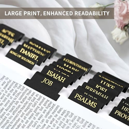 Taja Bible Tabs, 75 Large Print Index Tabs for Women & Men - color: B-black