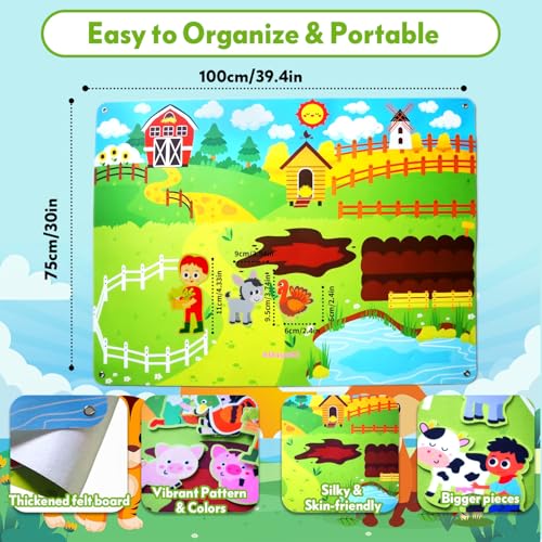 Felt Busy Board for Kids 3-5, Farm Animals Story Set for Children Play