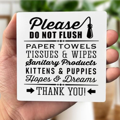 Farmhouse Do Not Flush Plaque with Wooden Stand, Funny Kittens & Puppies Sign, Small Gift - color: Please Do Not Flush 02