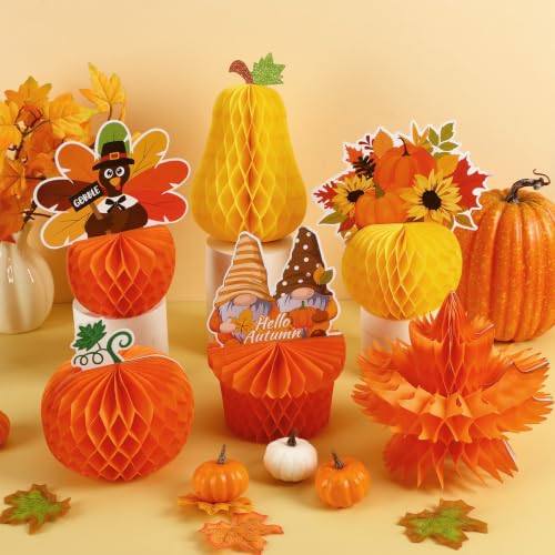 6Pcs Fall Table Honeycomb Centerpieces Thanksgiving Home Decor - style: Fall Style