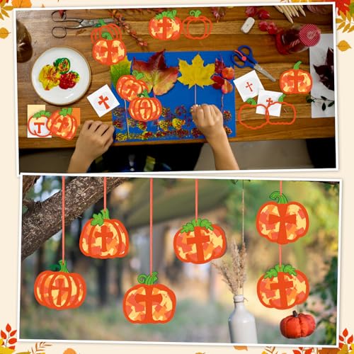 Chiisong 24 Sets Religious Pumpkin Crafts DIY Fall Christian Crafts Kit - style: Religious Pumpkin