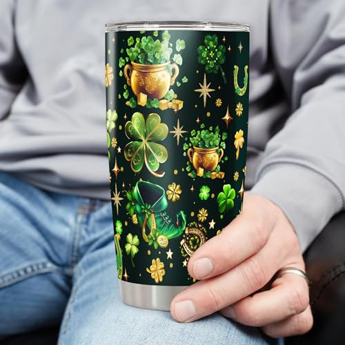 Dorris Personalized Name St Patrick's Day Tumbler with Lid 20oz 30oz Stainless Steel Insulated Cups Travel Coffee Mug Gifts for Women Men Christian Family Friends - color: Patrick 2