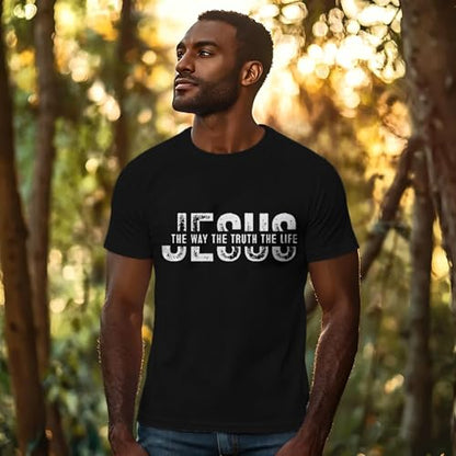 Christian Jesus Shirts for Men Inspirational Bible Verse Faith Graphic Tees - color: Black, size: XX-Large