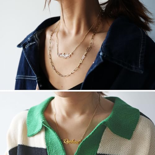 Aoloshow Personalized Name Necklace Custom Any Name Necklaces Jewelry for Womens New Mom Bridesmaid Gift - style: Gold - Alyssa