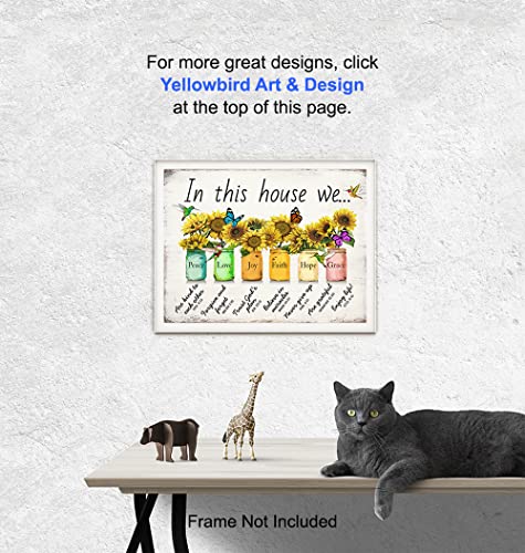 Christian Family Wall Art & Decor - Religious Wall Decor, Rustic God spiritual Scripture Sunflowers Christianity Home Decoration, The Bible Verse Picture, Inspirational Christian Gifts for Women Woman