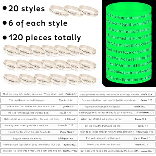 Estune 120 Pcs Bible Verse Bracelets Christian Wristbands, White Color - color: White Color