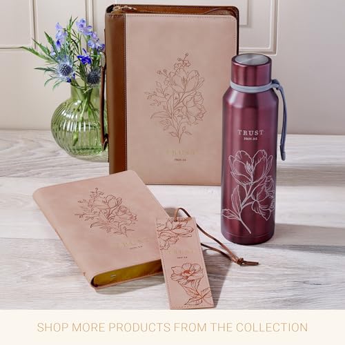 Christian Art Gifts Large Ceramic Coffee Mug for Women: Proverbs 3:5 - color: Pink Floral/Trust