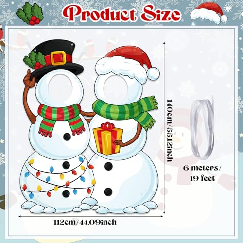 WovWeave Snowman Christmas Photo Booth Banner White with 2 Face Cutouts - style: Snowman