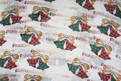 VIVIAN & VINCENT Gift Wrapped Fall Winter Soft Lightweight Holiday Sheer Infinity Christmas Scarf for Women Girls - color: Plaid Bell and Music Sheet