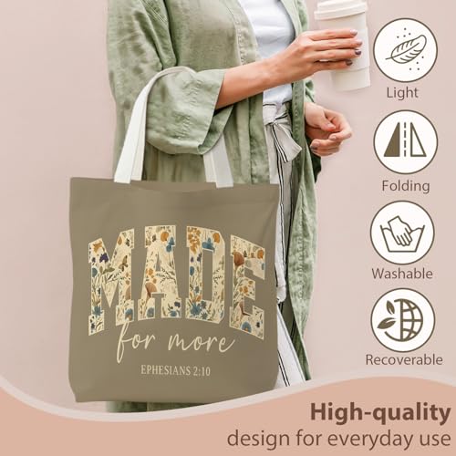 kunlisa Christian Tote Bag for Women, Christian Gifts for Women Faith Canvas Tote Bag - color: Floral Patterns