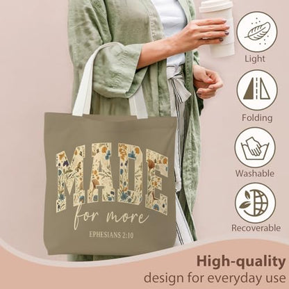 kunlisa Christian Tote Bag for Women, Christian Gifts for Women Faith Canvas Tote Bag - color: Floral Patterns