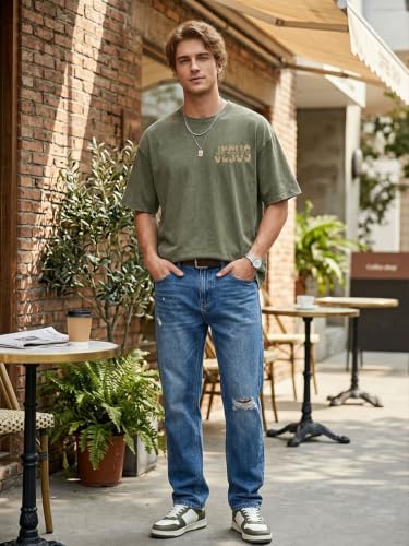 Eatbook Christian Shirts for Men Women Jesus Faith Oversized Acid Wash Tops - color: Armygreen, size: Large