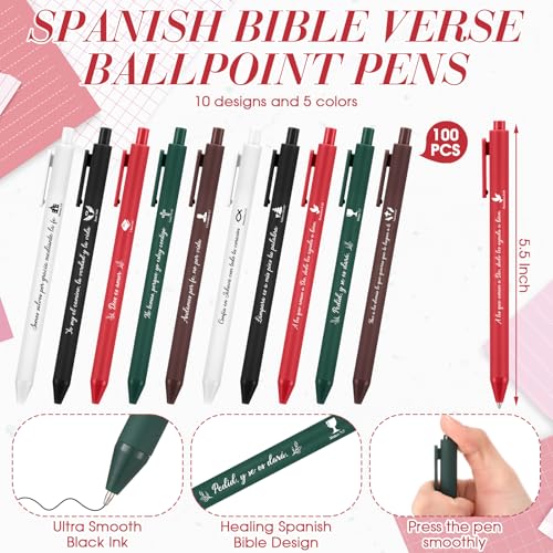 Sayglossy 100 Pcs Christian Spanish Ballpoint Pen Relgious Gift, Christmas - color: Christmas
