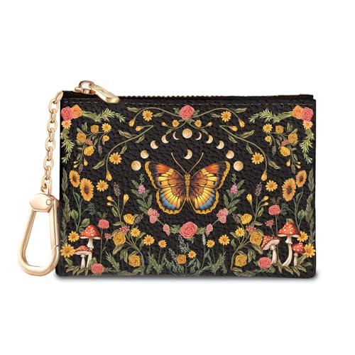 Butterfly Moon Keychain Coin Purse for Women, Small Change Pouch - color: Butterfly Moon