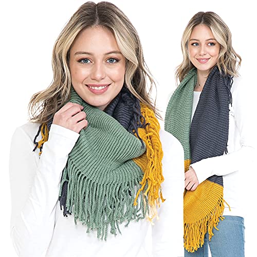 BASICO Fall Winter Scarfs for Women Plaid Infinity Scarf for Cold Weather Circle Loop Scarves - color: Greeen Mix 2
