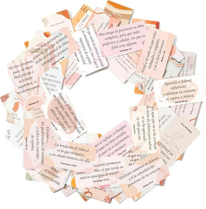Empowering Spanish Prayer Cards: 60 Unique Boho Christian Cards with Inspirational Bible Verses and Mini Scripture for Daily Encouragement | Religious Gifts - style: Boho