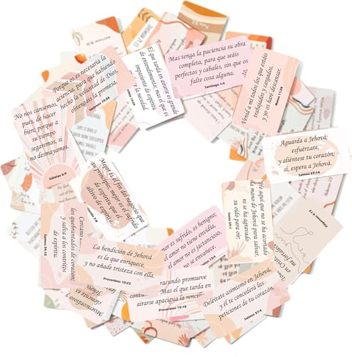 Empowering Spanish Prayer Cards: 60 Unique Boho Christian Cards with Inspirational Bible Verses and Mini Scripture for Daily Encouragement | Religious Gifts - style: Boho
