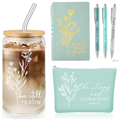 Funnymoom 6 Pcs Pastor Gift Set Tumbler Journal Pens Green - color: Green, size: Be Still