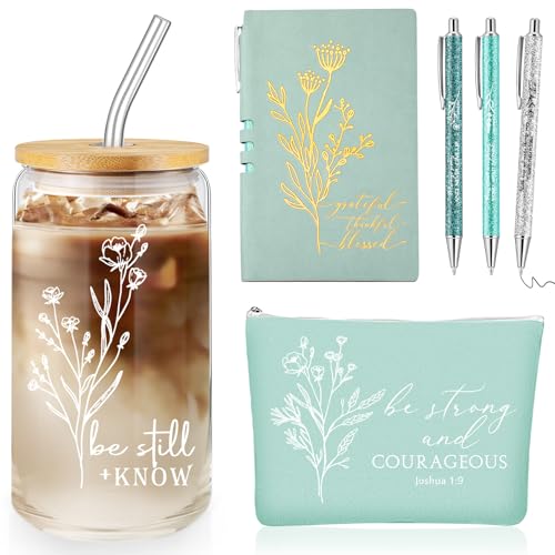 Funnymoom 6 Pcs Pastor Gift Set Tumbler Journal Pens Green - color: Green, size: Be Still