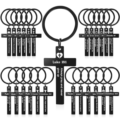 45 Pcs Christian Cross Keychain Bulk 15 Styles - color: Black, style: Bible