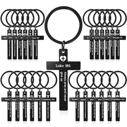 45 Pcs Christian Cross Keychain Bulk 15 Styles - color: Black, style: Bible