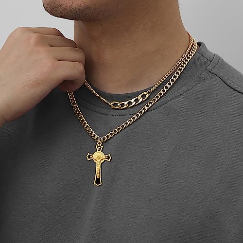 12Pcs 6Colors Crystal Rhinestone Cross Charms Alloy Enamel Saint Benedict Medal INRI Crucifix Pendants for Catholic Jewelry Necklace Bracelet Earring Keychain Making DIY Idea Handmade
