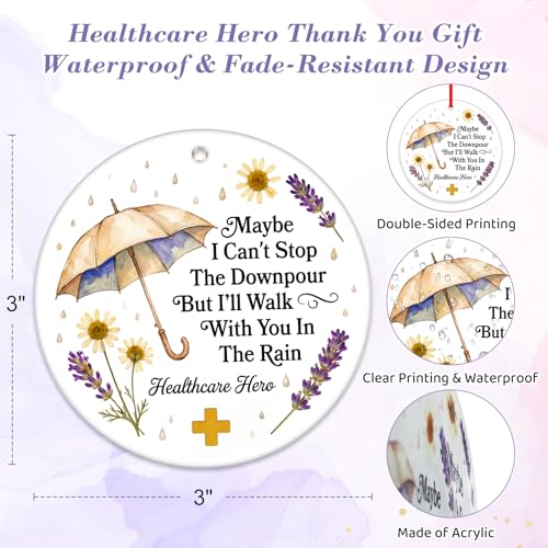 D4DREAM Nurse Appreciation Gifts - Acrylic Healthcare Hero Maybe I Can't Stop The Downpour But I'll Walk with You in The Rain Inspirational Keepsake Thank You Gift for Nurses Doctors Medical Workers - color: 6-1 Nurse